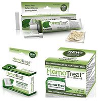 Hemotreat Hemorrhoid Relief - Combo Pack (3 Count) : 12 Suppositories + 1 oz Tube + 1.7 oz Jar - Health Pack