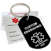 My Identity Doctor - Custom Engraved Medical Alert Keychain, Black Aluminum, 2 x 1.12 Inches