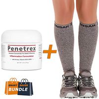 (Bundle) Compression Leg Sleeve by ZENSAH + Pain Relief Therapy by PENETREX for Runners & Shin Splint Sufferers (Grey, S/M)