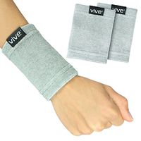 Vive Wrist Sweatbands (Pair) - Bamboo Charcoal Compression Wristband - Athletic Support for Carpal Tunnel Pain Relief, Arthritis, Tendonitis and Tennis (Gray, Large/X-Large)