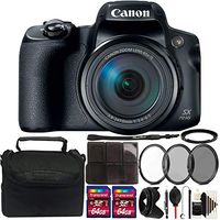 Canon PowerShot SX70 HS Digital Camera + 67mm UV CPL ND Filter Kit + Tulip Lens Hood + Adapter + Two 64GB Memory Card + Card Holder + Lens Pen + Dust Blower + Lens Cap Holder + Case + 3pc Cleaning Kit