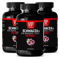 Goldenseal Root Powder - ECHINACEA and GOLDENSEAL Root Extract - Throat Health - 3 Bottles 300 Capsules