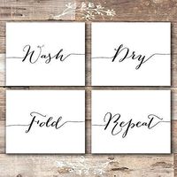 Wash Dry Fold Repeat - Laundry Room Wall Decor Art Prints (Set of 4) - Unframed - 8x10s