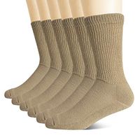 +MD Non-Binding Diabetic Socks for Men Women-6 Pairs Medical Circulatory Crew Socks with Cushion Sole Brown 10-13