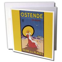 3dRose Greeting Cards, 6 x 6 Inches, Pack of 6, Woman Sitting on the Beach with Parasol (gc_170525_1)