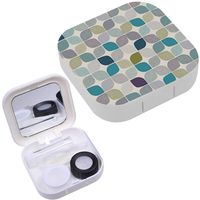Portable Contact Lens Case Box Travel Kit Mirror + Bottle + Tweezers Container Holder [ Dots ]