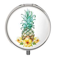 Pill Box - Compact 3 Compartment Medicine Case, Pill Box for Pocket or Purse - [Sunset Pineapple]