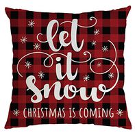 Indexshop Farmhouse Christmas Red Black Plaids Throw Pillow Case, Cotton Linen Home Decorative Throw Pillow Case Cushion Cover, Holiday Decorative Cushion Cover 18x18 Inch (A)