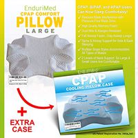 CPAP Pillow w/Extra Cooling Mesh Pillow Case (Blue) - Memory Foam Contour Design Reduces face & Nasal Mask Pressure - 2 Head & Neck Rests for Max Comfort