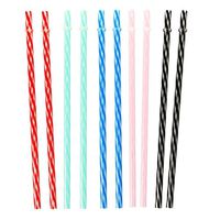 Colored Drinking Straws Vibola 10/20/50PC Colorful Reusable Hard Plastic Stripe Drinking Straw Clean Separate random Color (B-20PC)