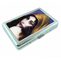 Vintage Gypsy Woman Fortune Teller S2 Silver Cigarette Case Metal Wallet Id Holder 4" X 2.75" RFID Protection