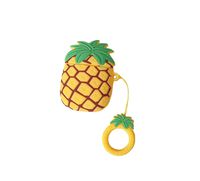 Sunvy Airpods Case Keyring for Women Girls ，Cute 3D Pineapple Cover Soft Silicone Shockproof Case for Airpods 1 2 Charging Case Accessory (Yellow)