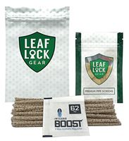 Bundle - 4 Items - Bristle Pipe Cleaners, Leaf Lock Gear Smell Proof Bag, Premium 1.0 Inch Brass Pipe Screens with Integra Boost Humidity Control Pack