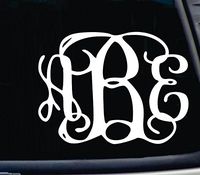 Vine Monogram Decal Sticker 4" wide. Use on car windows, Yeti cup, laptop, etc. Choose your initials and color. 18 colors available. No background.