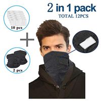 Neck Gaiter with Filters for Men Women, Magical Multi Funtion, Bandana, Half Face Protective Balaclava, Headbands,Infinity Scarf, Safety Cover for Saliva and Anti-Dust Protection Grey
