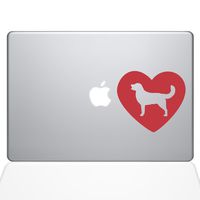 The Decal Guru Heart Golden Retriever MacBook Decal Vinyl Sticker - 12" MacBook - Red (1328-MAC-12M-DR)