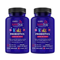 LoveBug Probiotics Kids Probiotic Chewable - Digestive + Immune Support Probiotic Supplement for Kids Ages 4 and Up - 30 Naturally Flavored Berry Chewable Tablets - Vegan, Non-GMO with Prebiotic (60)