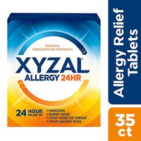 Xyzal Allergy 24 Hour, Allergy Tablet, 35 Count, All Day and Night Relief from Allergy Symptoms Including Sneezing, Runny Nose, Itchy Nose or Throat, Itchy, Watery Eyes