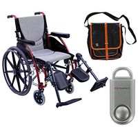 Karman S-Ergo 115 Ultra Lightweight Ergonomic Wheelchair | Seat Size 18" X 17" | Upgraded to Elevating Legrests | Fixed Wheels and Mag Wheels in Red & Free Silver Safety Alarm!