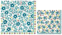 Le Cadeaux Turquoise Paper Napkins | Disposable Dinner and Cocktail Paper Napkin Set, 20 Count Each | Floral Theme with Shades of Aqua