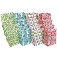 Christmas Gift Bags - 20 Pack Medium Size Glitter Colorful Party Paper Xmas Holiday Gift Bags Printed Favor Bag for Gift Wrapping 7" x 9" x 4" (Christmas Pattern 20 Pack)