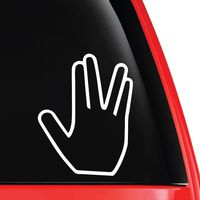 EvolveFISH Live Long and Prosper Vulcan Salute Vinyl Decal White 5"