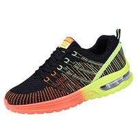 Men's Women's Woven Mesh Ventilation Ultra Light Elastic Anti-Slip Sneakers Wild Comfortable Outdoor Casual Athletic&Running Sport Shoes (Orange, 9.5-Men-US)