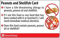Peanuts and Shellfish Allergy Translation Card - Translated in German or Any of 9 Languages
