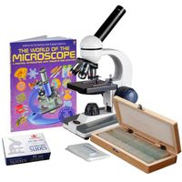 40X-1000X Cordless Student Biological Microscope+Book, Prepared & Blank Slides