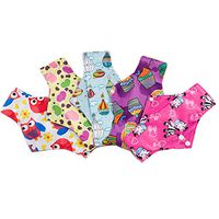 ROSENICE Washable Portable Bamboo Charcoal Menstrual Pads 5 Pcs 30x18cm (Random Color)