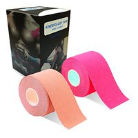 Sanfire Kinesiology Tape 2 Rolls Combo Pack for Athletic Sports, Recovery and Physiotherapy Free, Waterproof, Uncut, 2-Inch x 16.4-Feet