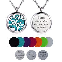 Aromatherapy Essential Oil Diffuser Necklace, Hypoallegenic Stainless Steel Locket with 23" Chain 7 Refill Pads