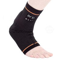 BRD Sport Achilles Compression Ankle Brace - Medical Grade Brace Offers Breathable, Comfortable Recovery from Pain, Swelling, Tendonitis (Black with Orange Accent Stripe, M [8.25"-9"])