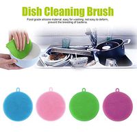 Fenleo Silicone Dish Washing Brush，Food Grade Scrubber BPA Free，Multipurpose Kitchen Cleaning Sponges for Pot, Pan, Fruit and Vegetables(4 Pack)