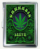 Marijuana Cannabis Hippie Art Cigarette Case Lighter Wallet Card Holder