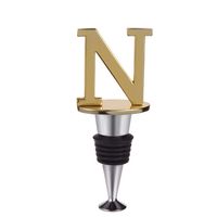 Wine and Beverage Bottle Stopper With Gold Finish (Letter N)
