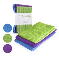 SOLLIEVO Microfiber Cleaning Cloth Set -Home Cleaning Pack - 3 Pack (Blue,Green,Purple) - Kitchen Cleaning Cloth, Dust Microfiber Cloth, Window/Glass Cleaning Cloths - Lint Free Cloth