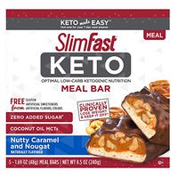 SlimFast Keto Meal Replacement Bar, Nutty Caramel & Nougat, 8.5 Oz