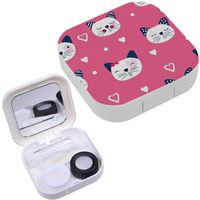 Portable Contact Lens Case Box Travel Kit Mirror + Bottle + Tweezers Container Holder [ Cat Bedding Wrapping ]