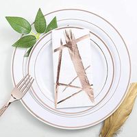 Tableclothsfactory 20 Pack 3 Ply Metallic Rose Gold Streaks Design Paper Napkins Wedding Cocktail Napkins Dinner Napkins