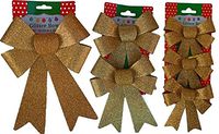 Black Duck Deals Christmas Decoration Holiday Glitter Bows- Red, Green & Gold (Gold)