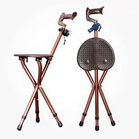 GZYYY Canes Stool for Men and Women Fashionable Collapsible Walking Cane With Seat Attached Three Tips Prongs Heavy Duty Adjustable Folding Light Weight with Lights And T Handle Aluminum Black