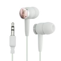Graphics and More Miradoll Ragdoll Cat Kitten Pink Ribbon Bow Novelty in-Ear Earbud Headphones - White