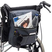 Wheelchair Bag by Pacmaxi - Wheelchair Backpack Bag with Reflective Tape - Wheelchair Accessories Storage Bag - Walker Accessible Pouch and Pockets for Unisex Handicap Elderly (Navy Blue)