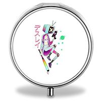 Girl Pill Case, Round Stainless Drug Organizer Container Medicine Cover for Pocket Daily&Weekly