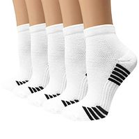 5 Pairs Copper Compression Ankle Socks Women & Men Sport Plantar Fasciitis Arch Support - Best For Athletic &Travel