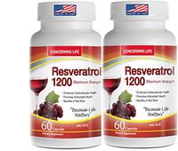Resveratrol Supplement with Quercetin, Grape Seed Extract, Green Tea Resveratrol-1200mg 60 Capsules (2)
