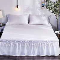 FLOGZONE Fashion Simple Pleated Bed Skirt White Bed Shirts Hotel Elastic Band Bed Apron