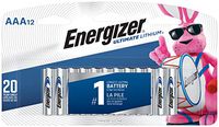 Energizer AAA Lithium Batteries, Ultimate Lithium Triple A Battery (12 Count), Longest-Lasting AAA Battery