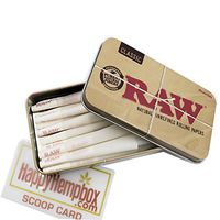 25 Raw 1 1/4 Size Organic Cones With Raw Tin Carrying Case with HHB Scoop Card